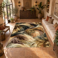 Golden Brown Faux Fur Swirl printed area rug