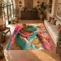 Llama in Pink Scarf Pop Art printed area rug