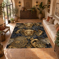 Baroque Gold Medusa and Leopard printed area rug