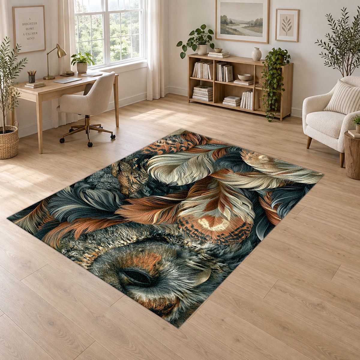 Mixed Feathers Earth Tone printed area rug