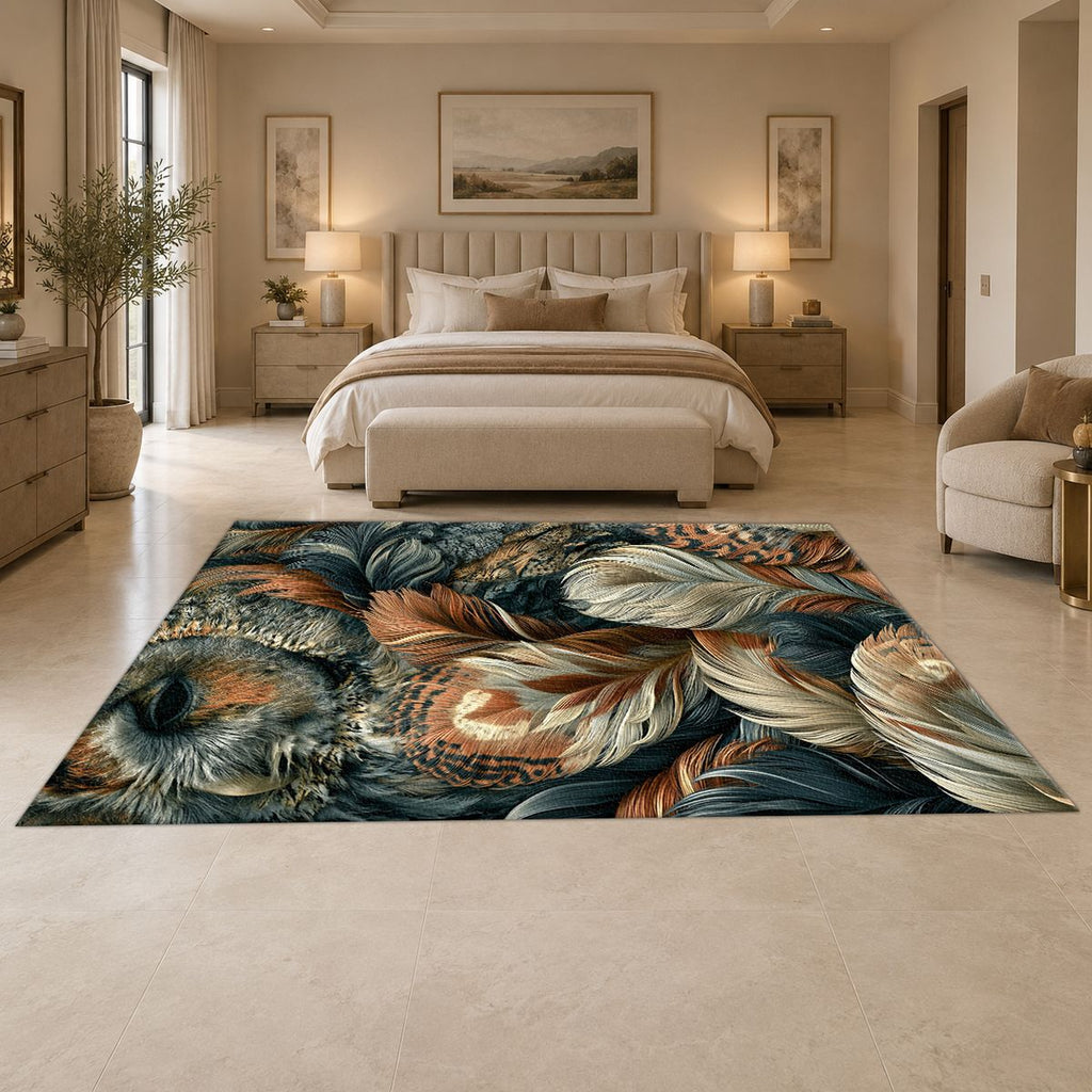 Mixed Feathers Earth Tone printed area rug