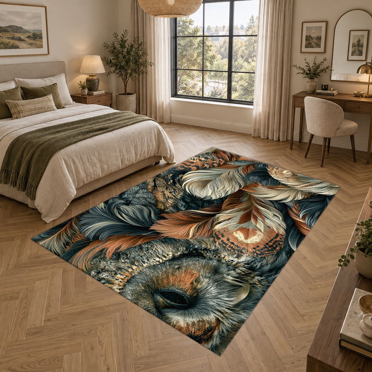 Mixed Feathers Earth Tone printed area rug