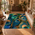 Peacock Feathers Jewel Tone printed area rug