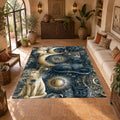 Mystical Cats Moon Phases printed area rug