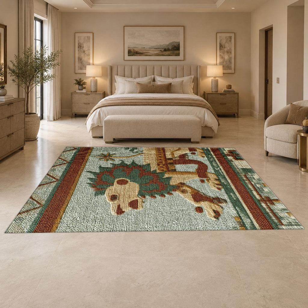 Ancient Lion Mosaic printed area rug