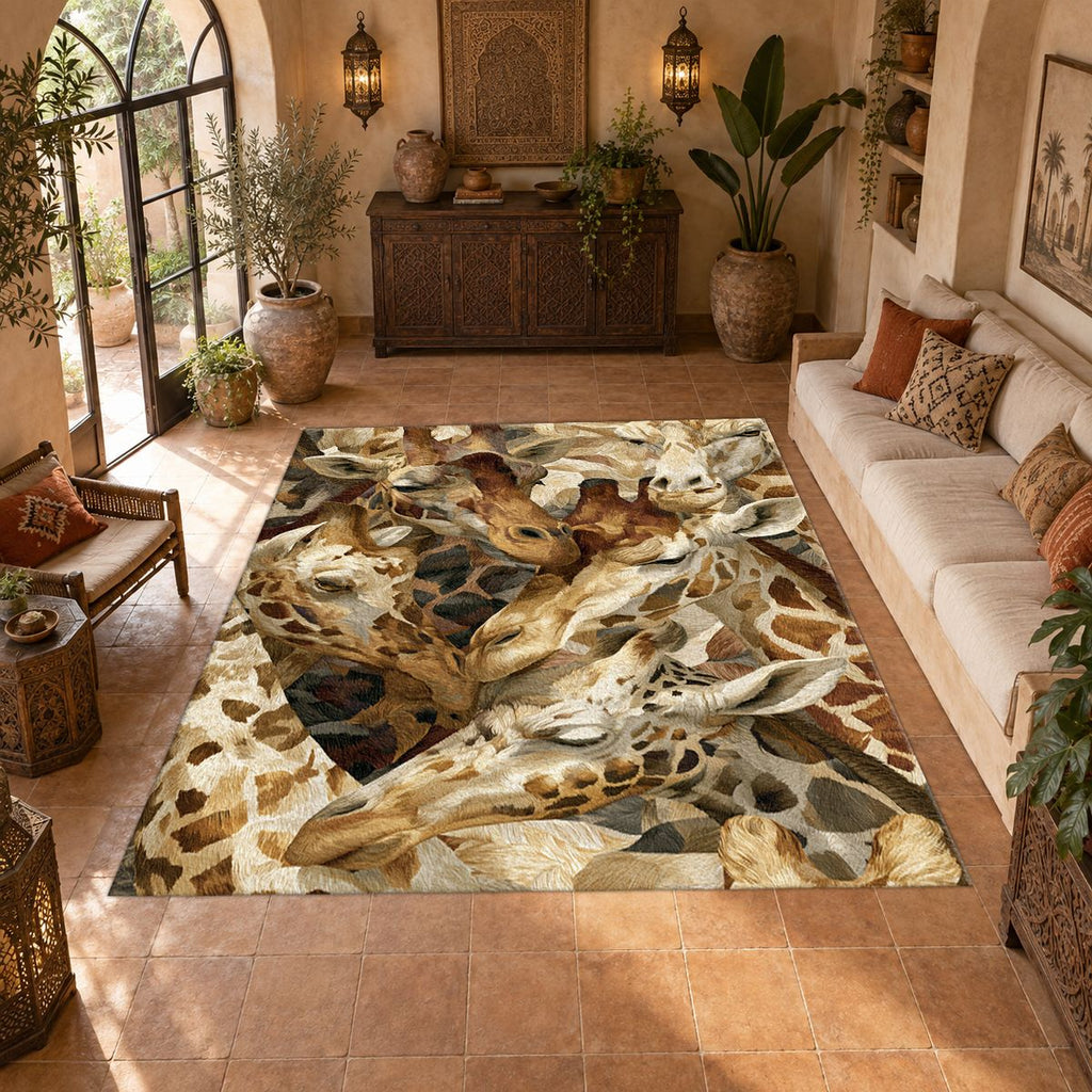 Giraffe Pattern Collage printed area rug