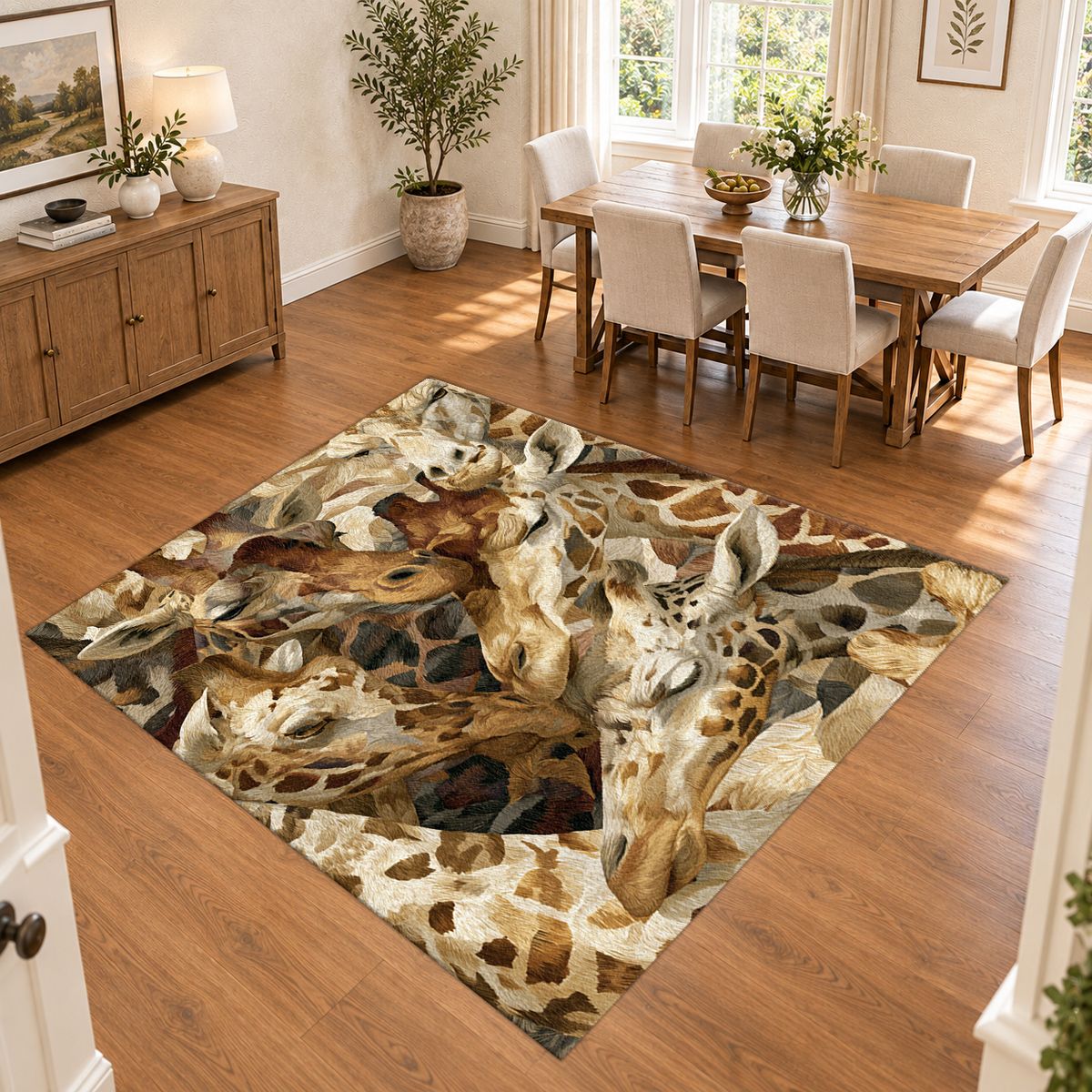 Giraffe Pattern Collage printed area rug