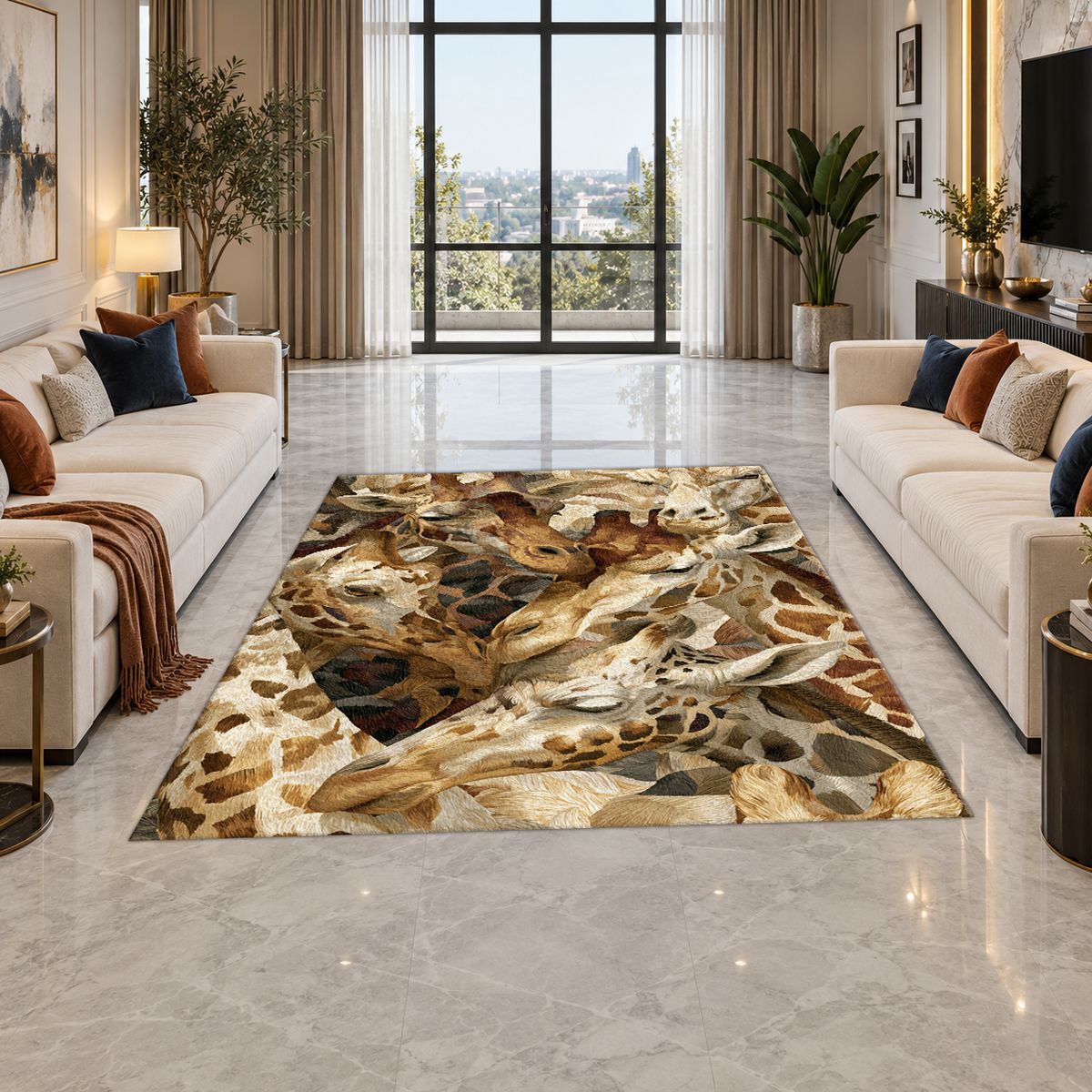 Giraffe Pattern Collage printed area rug