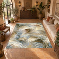 Ivory Feather Swirl printed area rug