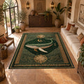 Green Whale Starry Night printed area rug