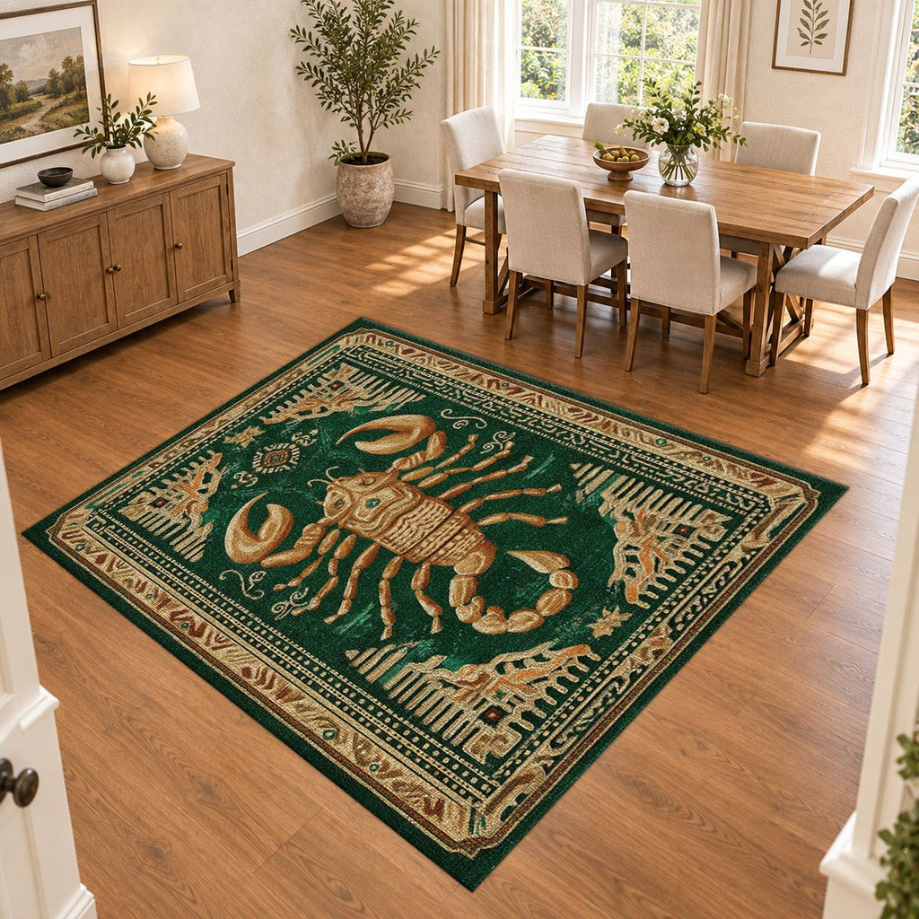 Golden Scorpion Emerald printed area rug