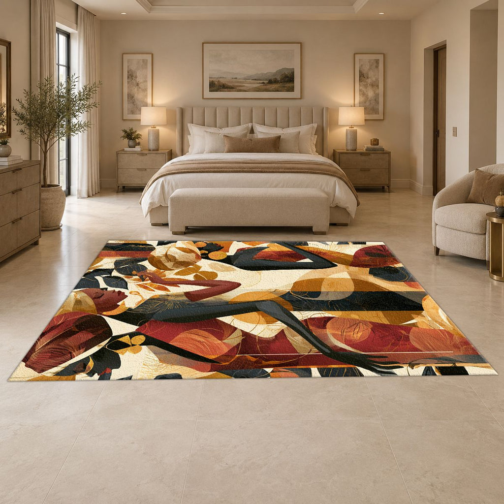 Abstract Dancing Women Earth Tones printed area rug