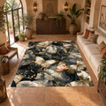 Butterflies and Dark Peonies printed area rug