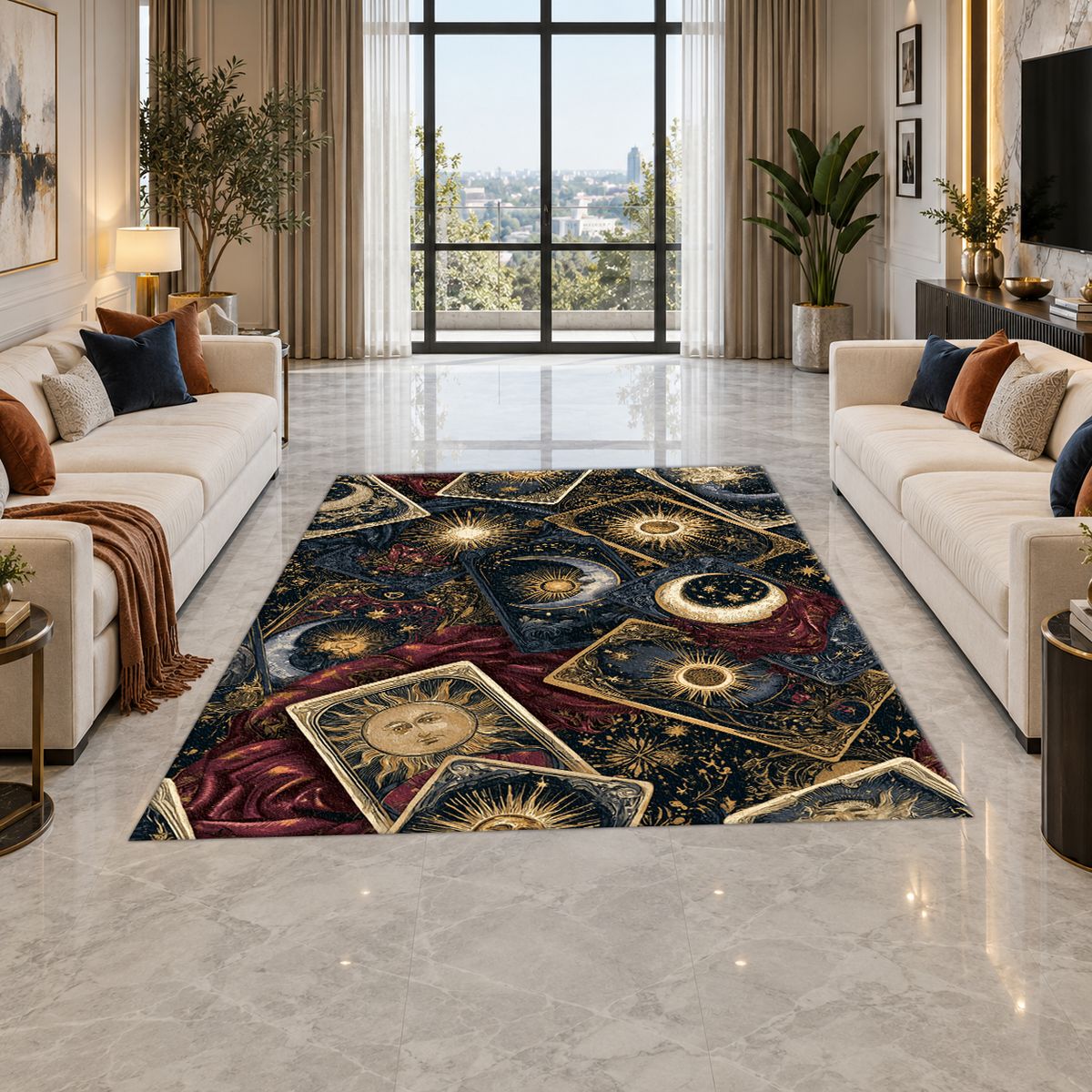 Celestial Tarot Cards printed area rug