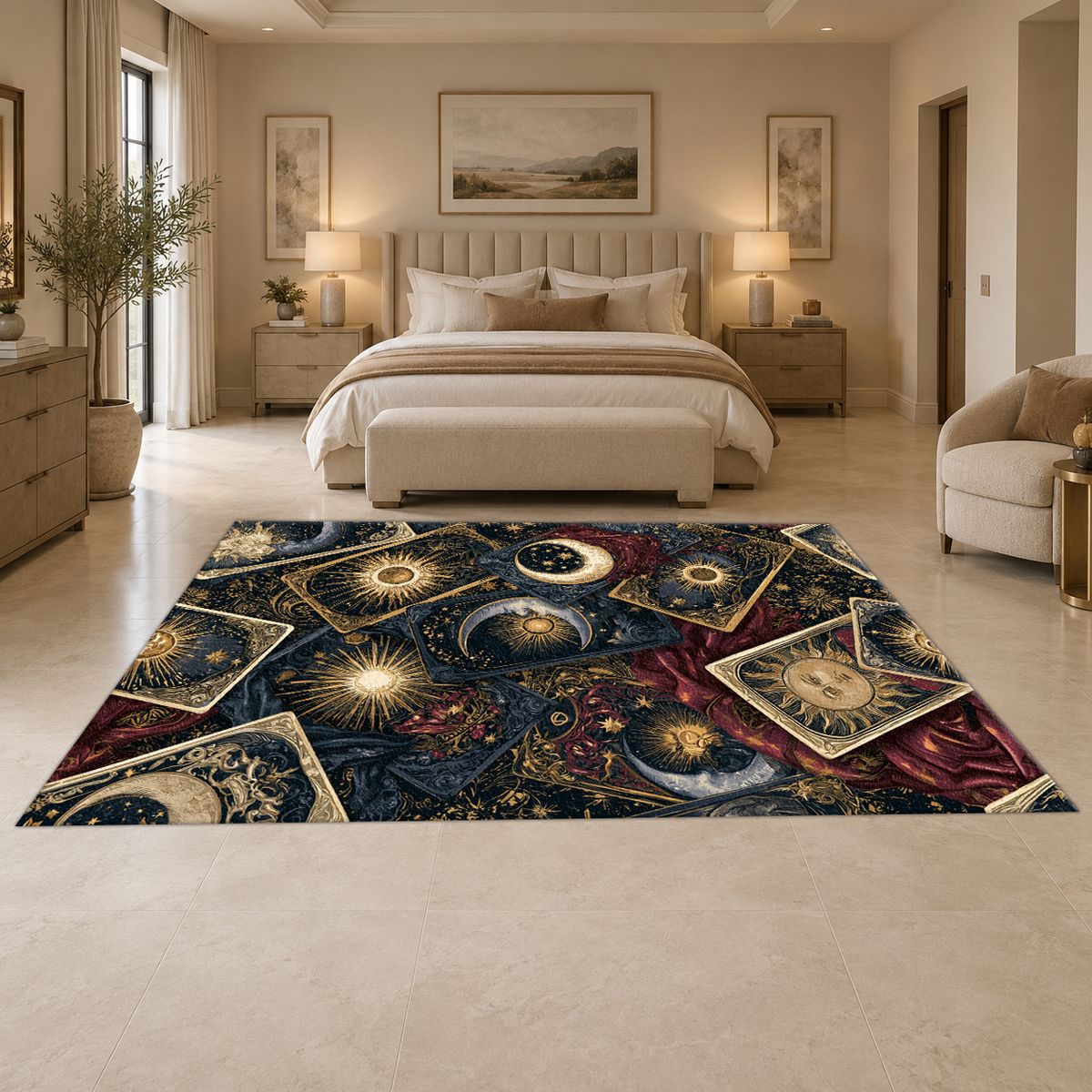 Celestial Tarot Cards printed area rug