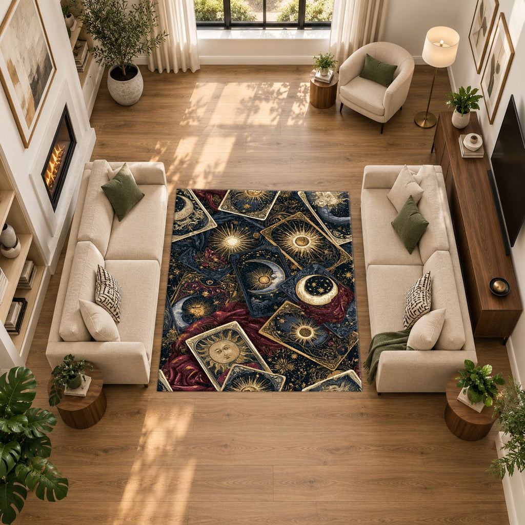 Celestial Tarot Cards printed area rug