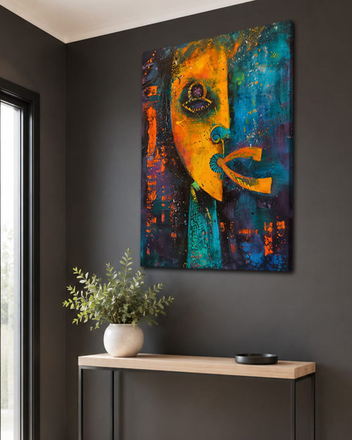 Abstract Face Mixed Media canvas wall art, unframed canvas