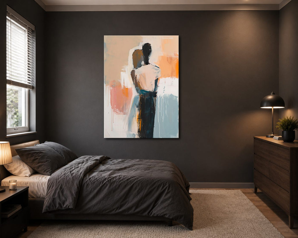 Abstract Figure in Neutral Tones canvas wall art, unframed canvas