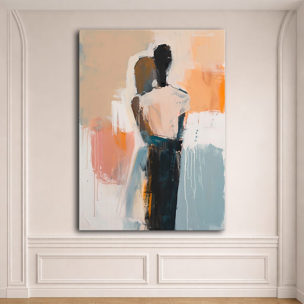 Abstract Figure in Neutral Tones canvas wall art, unframed canvas