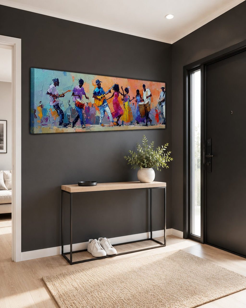 African Musicians and Dancers canvas wall art, unframed canvas