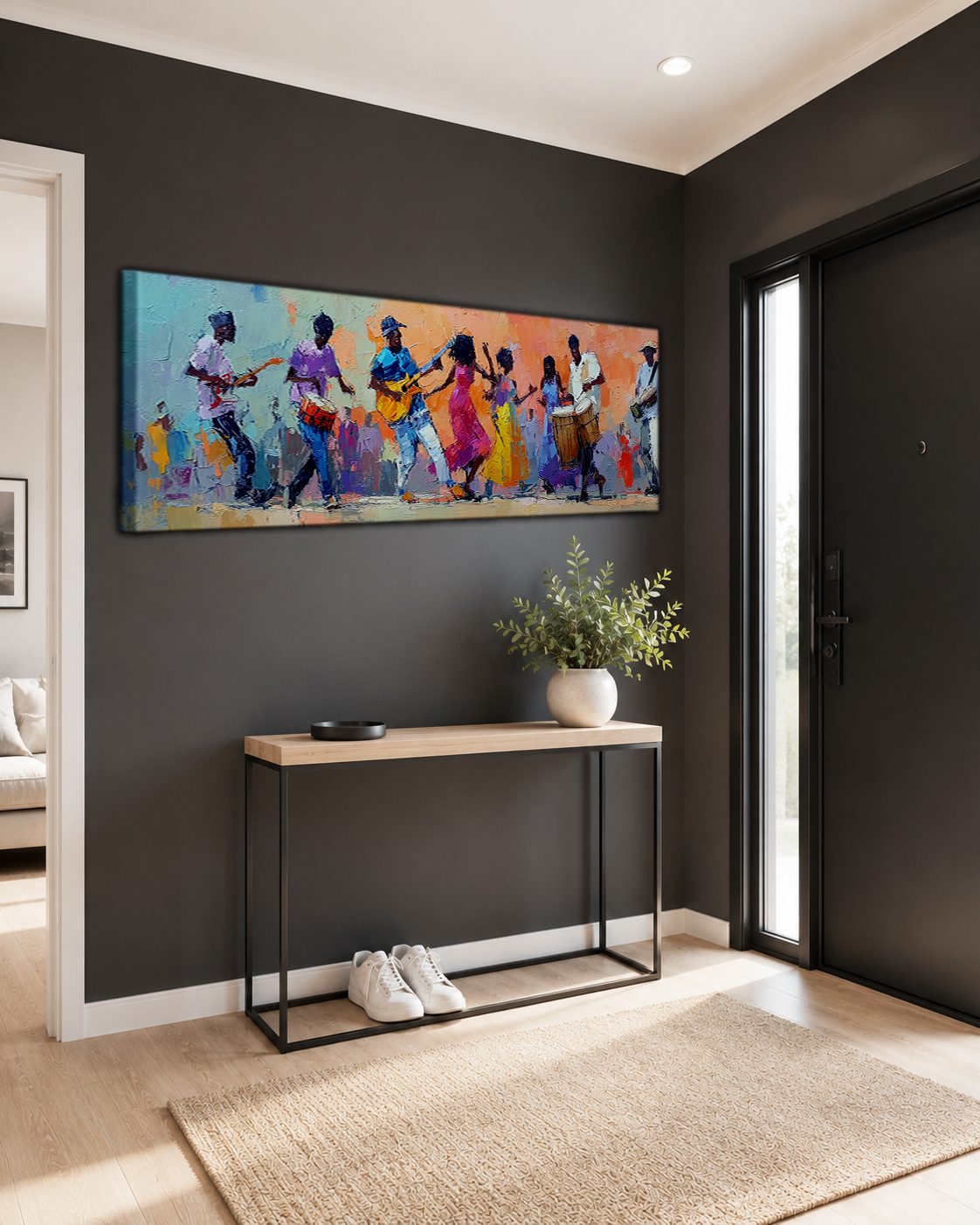 African Musicians and Dancers canvas wall art, unframed canvas