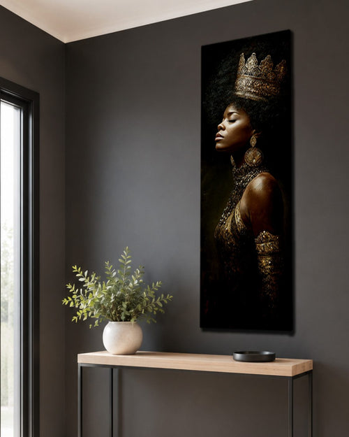 African Queen with Golden Crown canvas wall art, unframed canvas