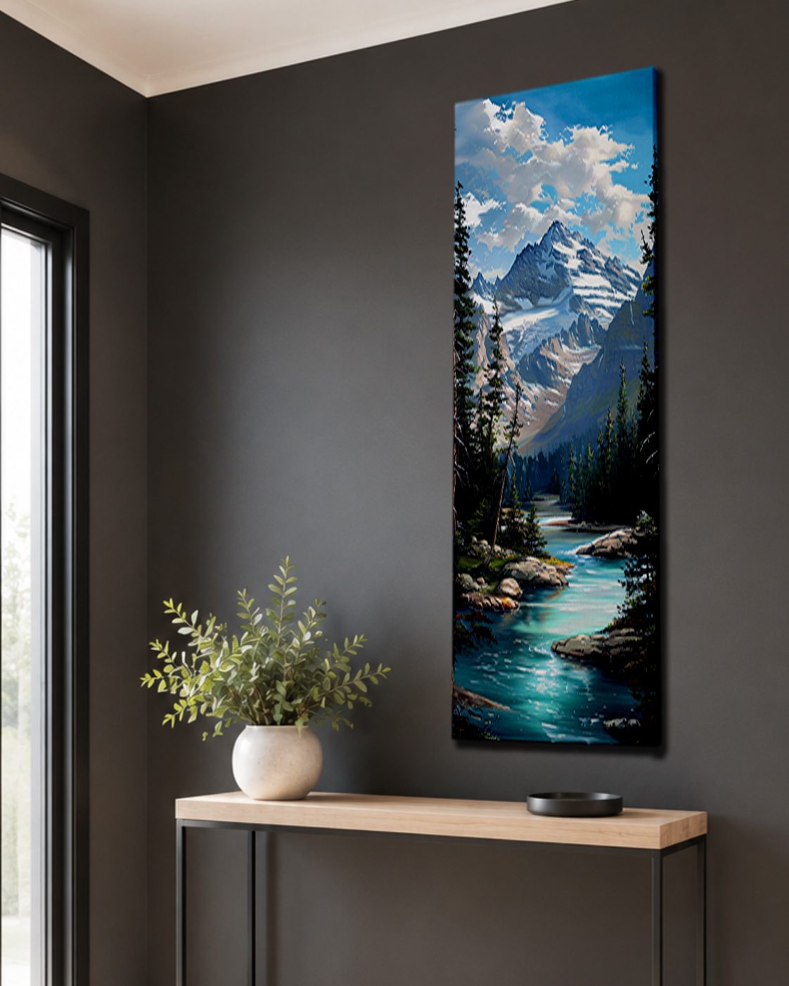 Alpine Mountain Turquoise River canvas wall art, unframed canvas