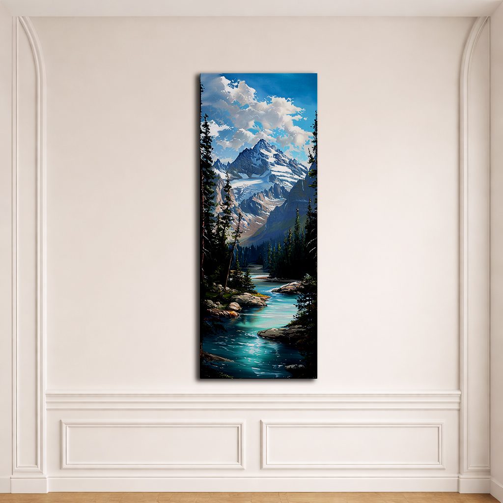 Alpine Mountain Turquoise River canvas wall art, unframed canvas