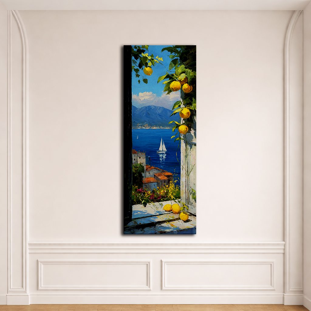 Amalfi Coast Lemon Terrace Sea View canvas wall art, unframed canvas