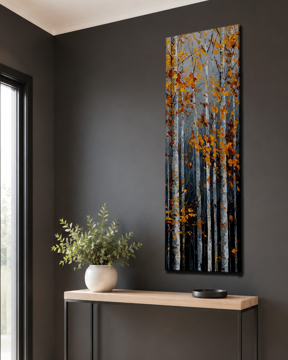 Autumn Birch Forest canvas wall art, unframed canvas