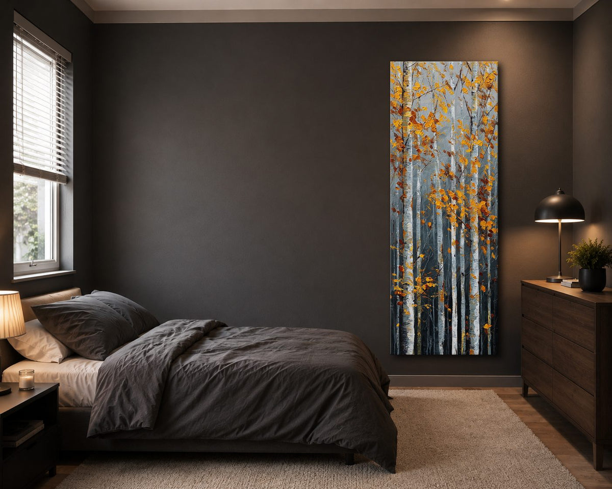 Autumn Birch Forest canvas wall art, unframed canvas