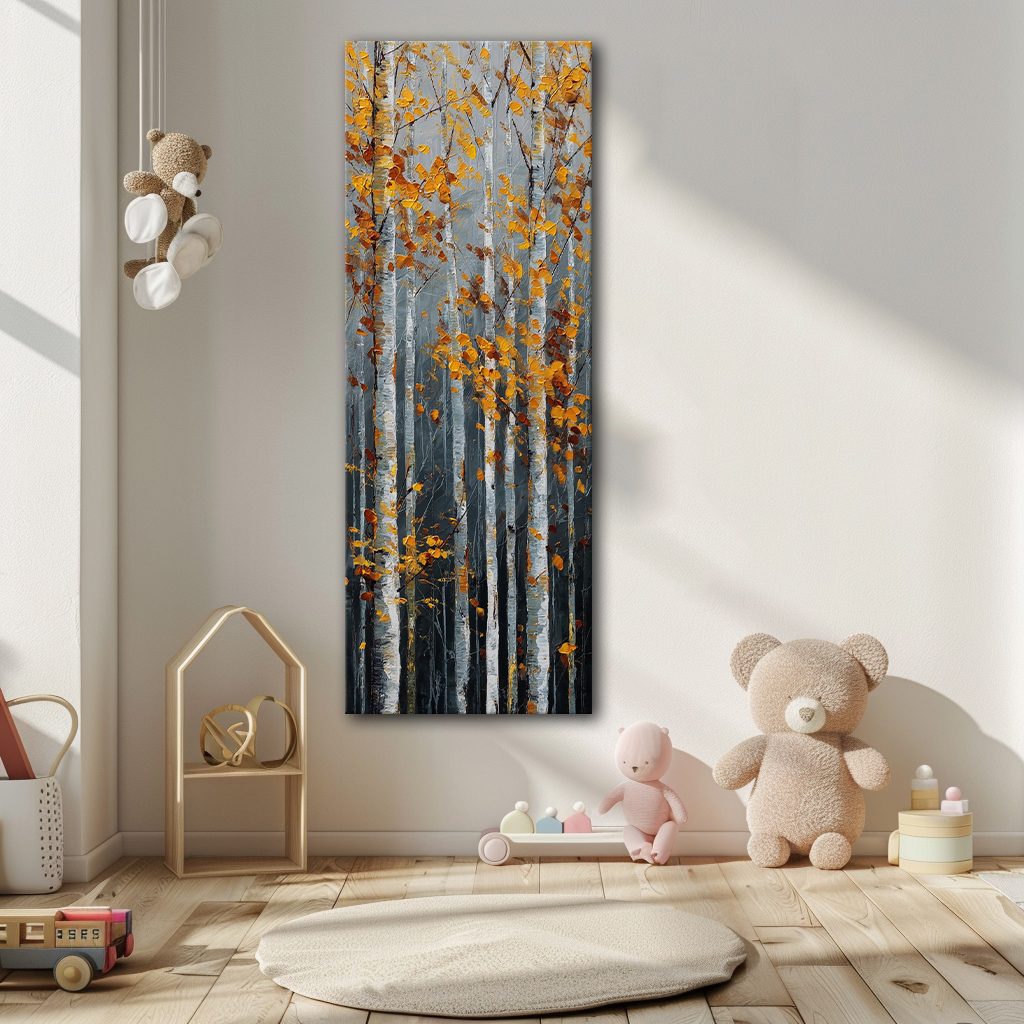 Autumn Birch Forest canvas wall art, unframed canvas