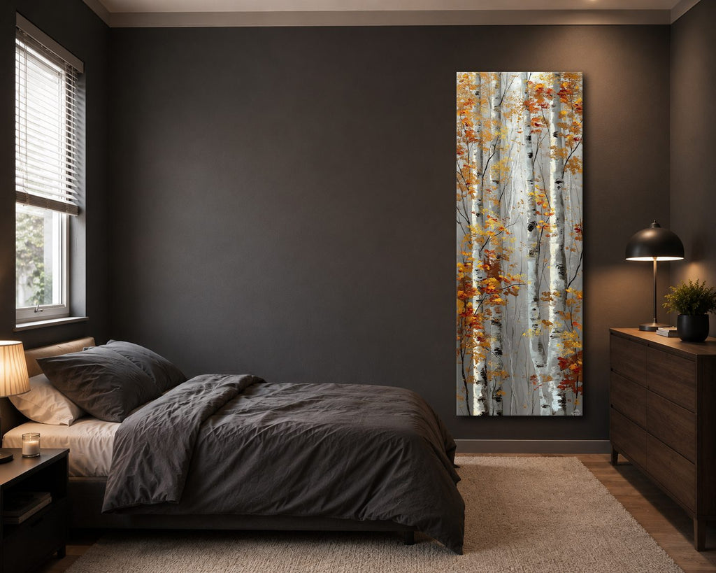 Autumn Birch Trees canvas wall art, unframed canvas