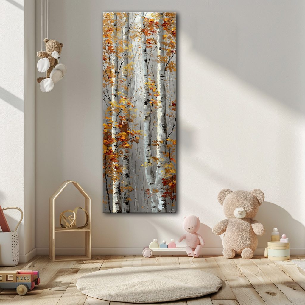 Autumn Birch Trees canvas wall art, unframed canvas
