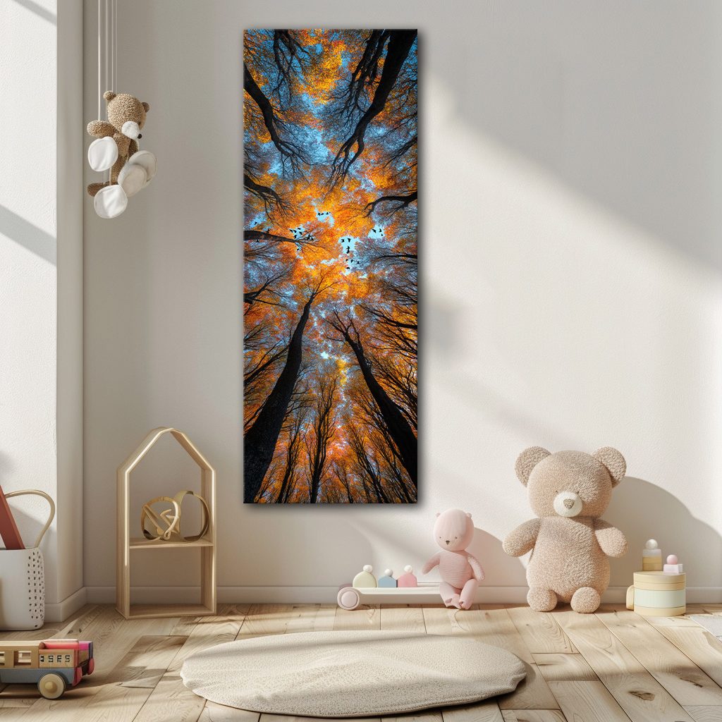 Autumn Forest Canopy from Below canvas wall art, unframed canvas