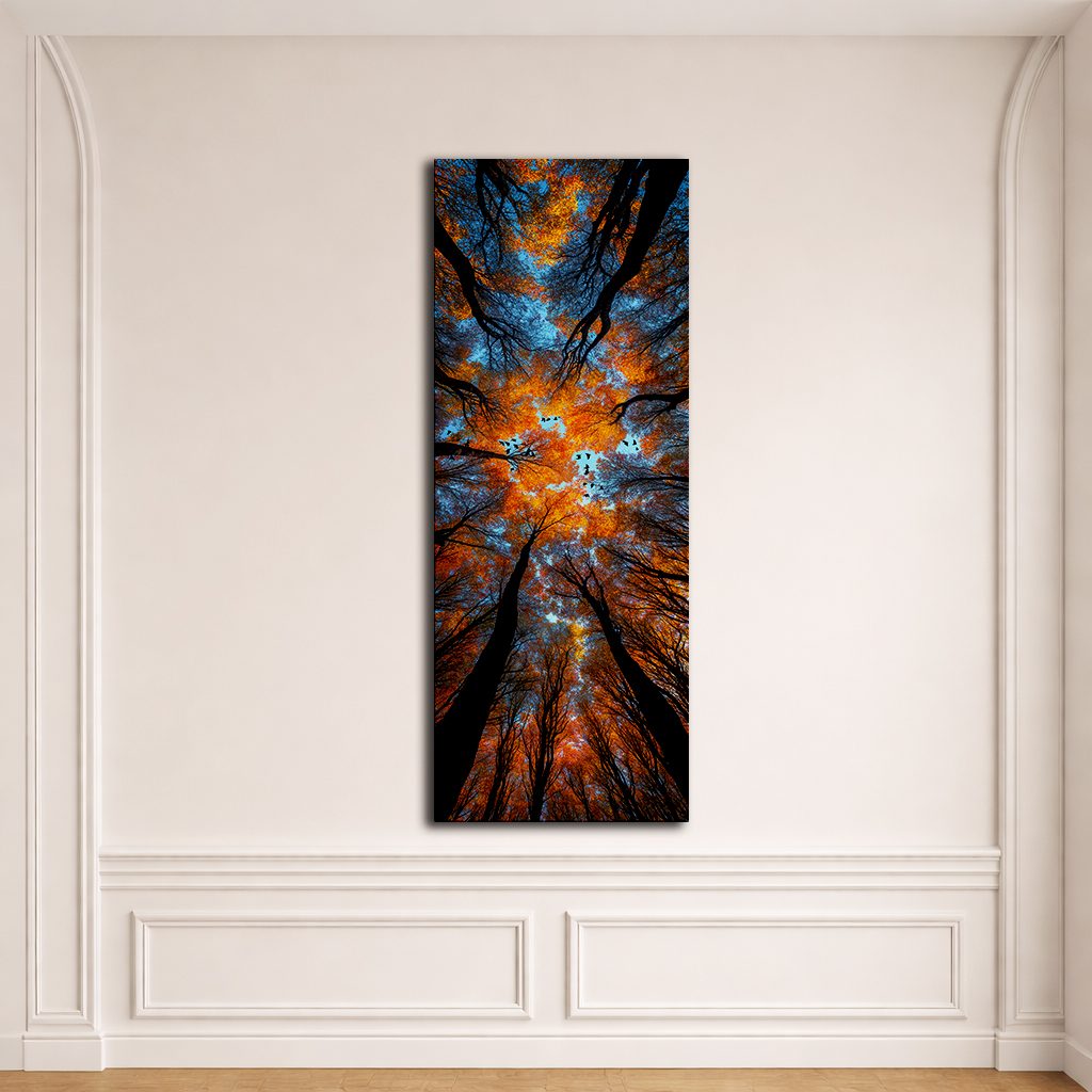 Autumn Forest Canopy from Below canvas wall art, unframed canvas
