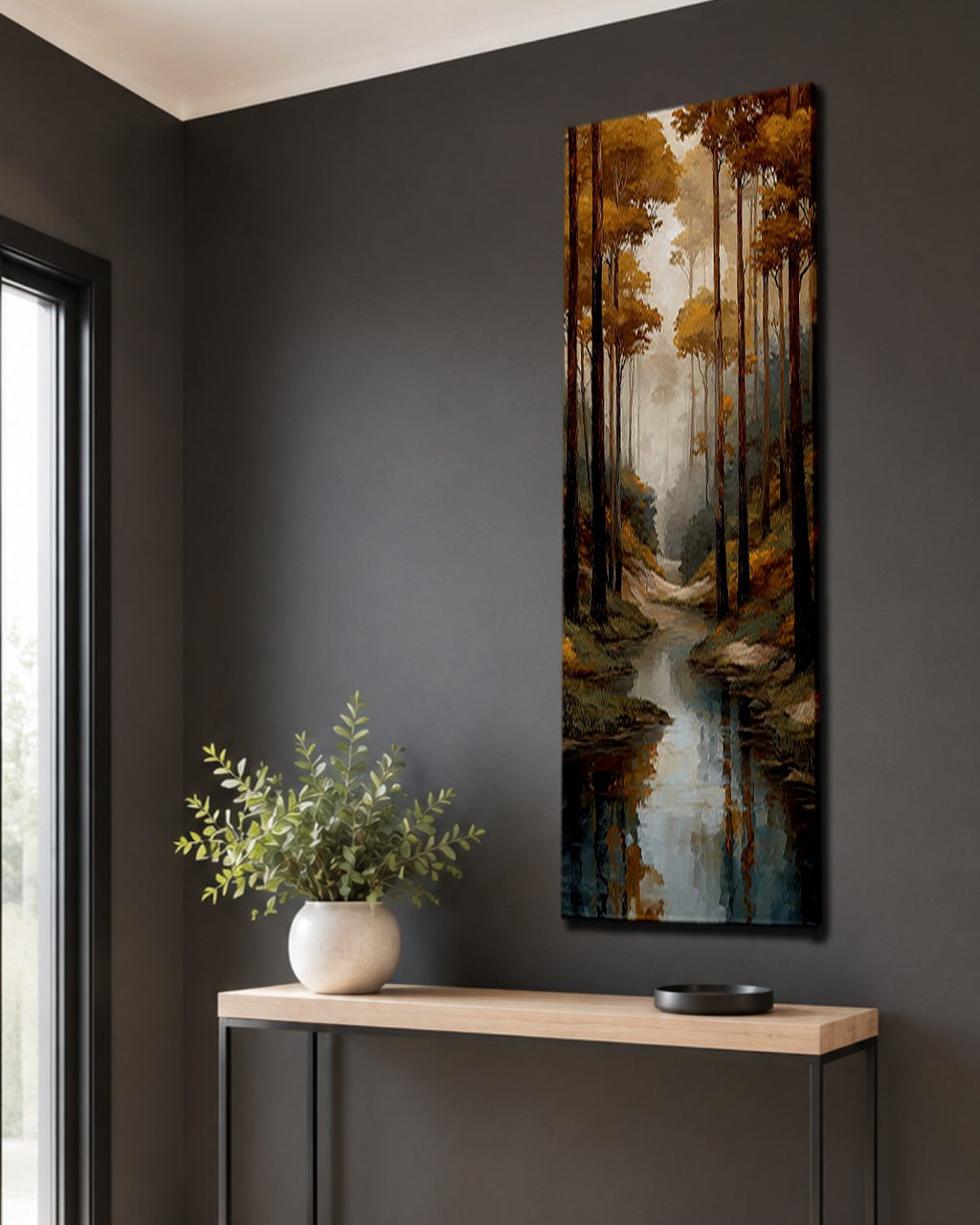 Autumn Forest Creek canvas wall art, unframed canvas