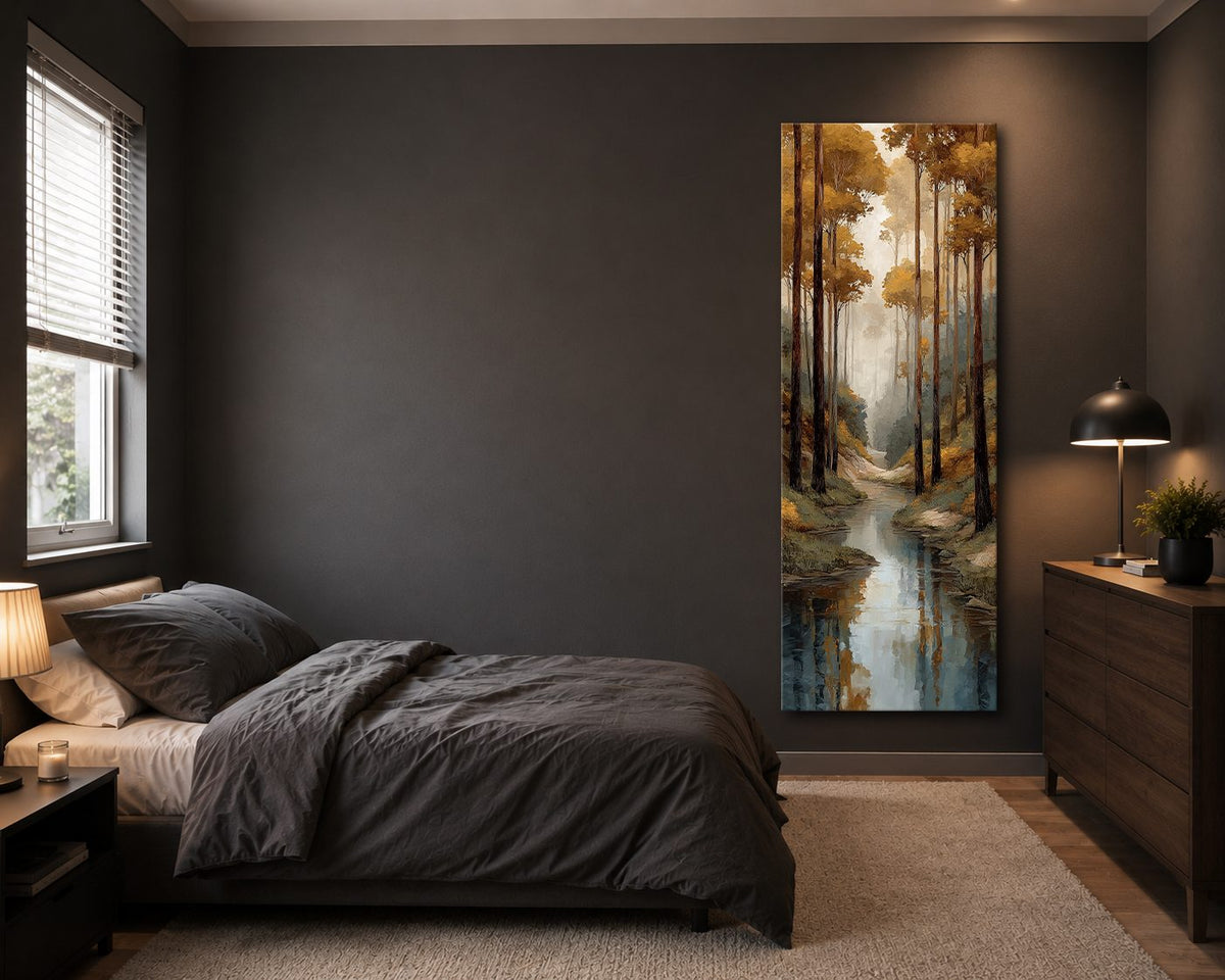 Autumn Forest Creek canvas wall art, unframed canvas