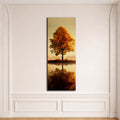 Autumn Tree Lake Reflection canvas wall art, unframed canvas