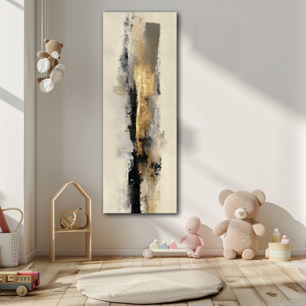 Beige Gold and Black Brushstroke Abstract canvas wall art, unframed canvas
