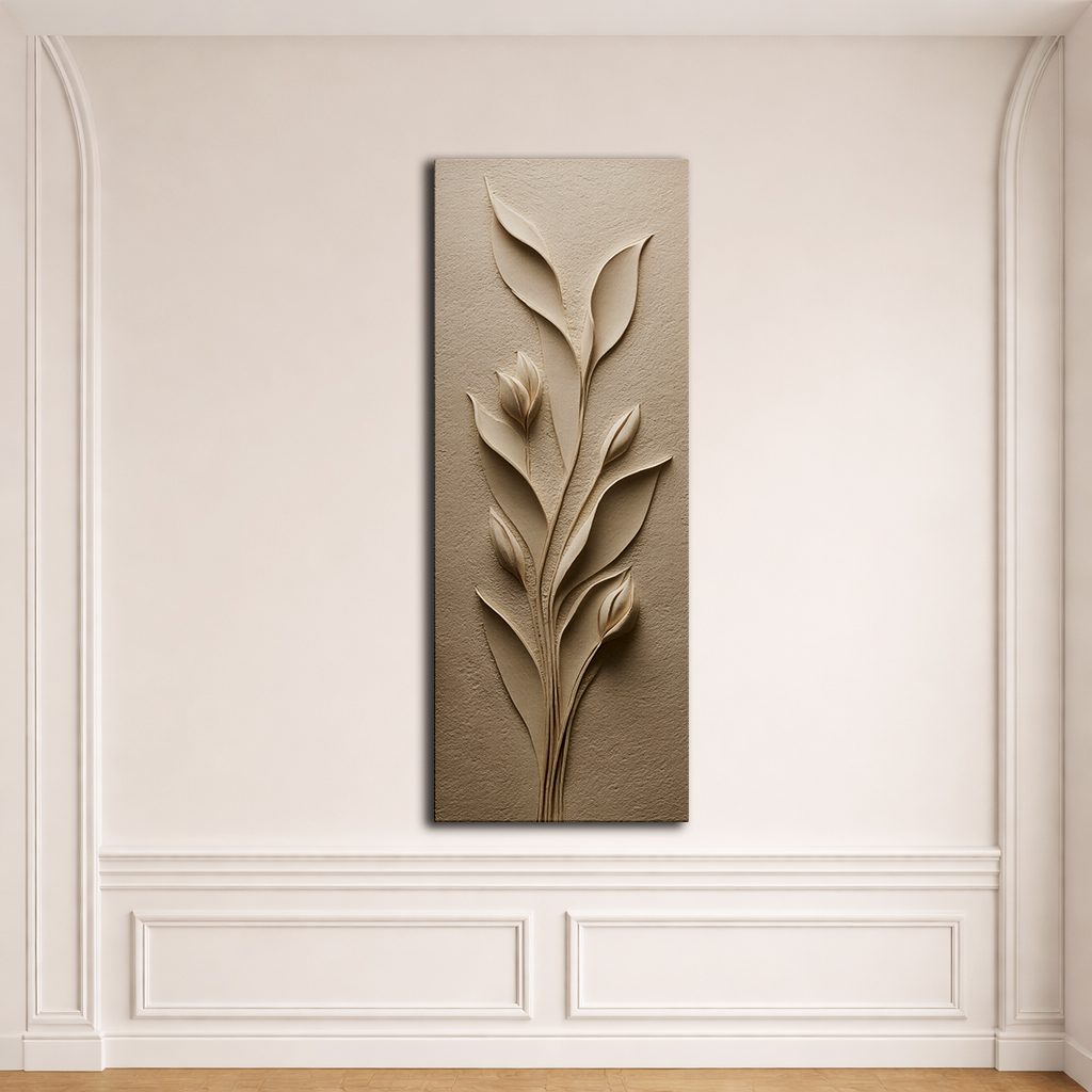 Beige Sculpted Tulip Botanical canvas wall art, unframed canvas