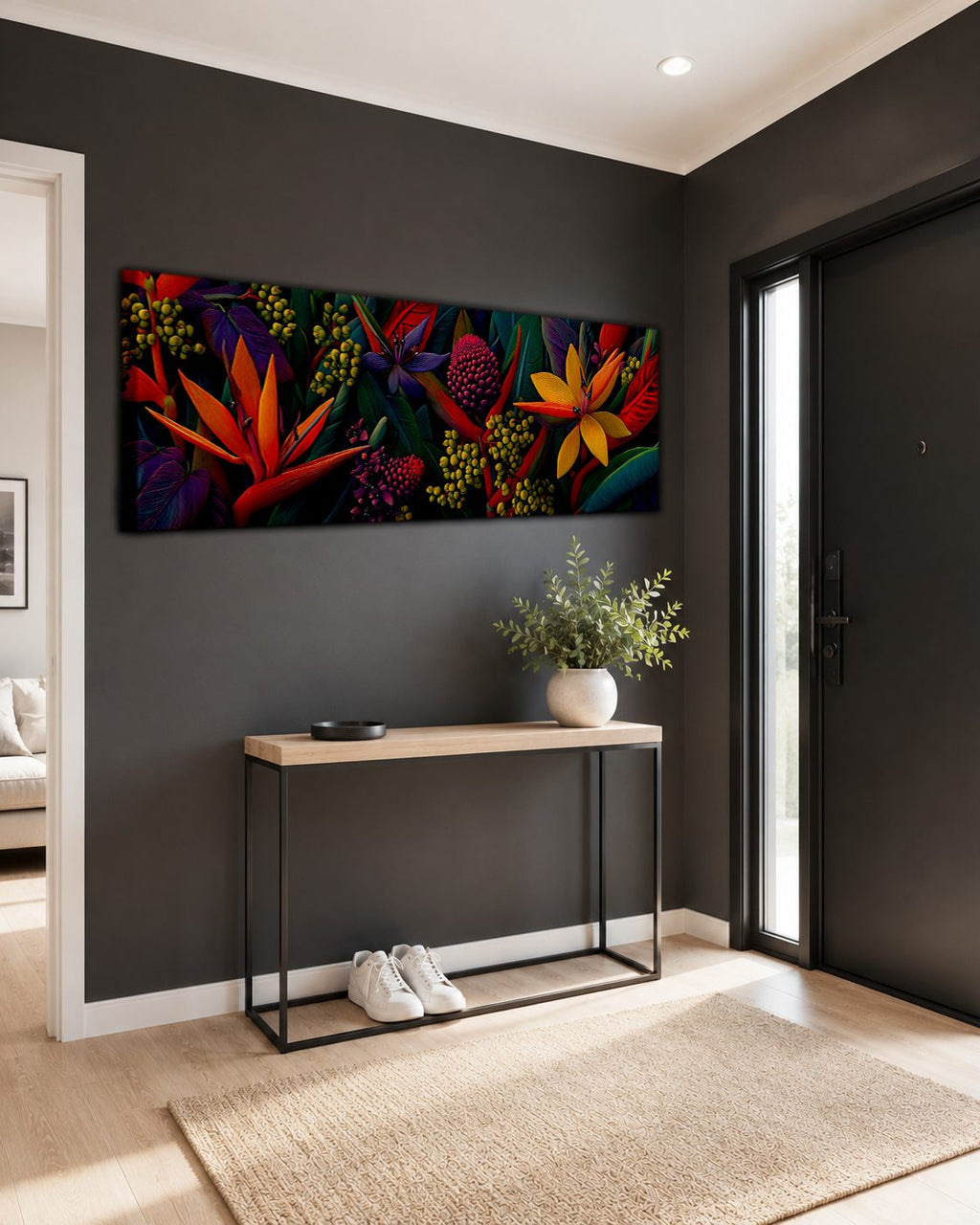 Bird of Paradise Tropical Flowers canvas wall art, unframed canvas