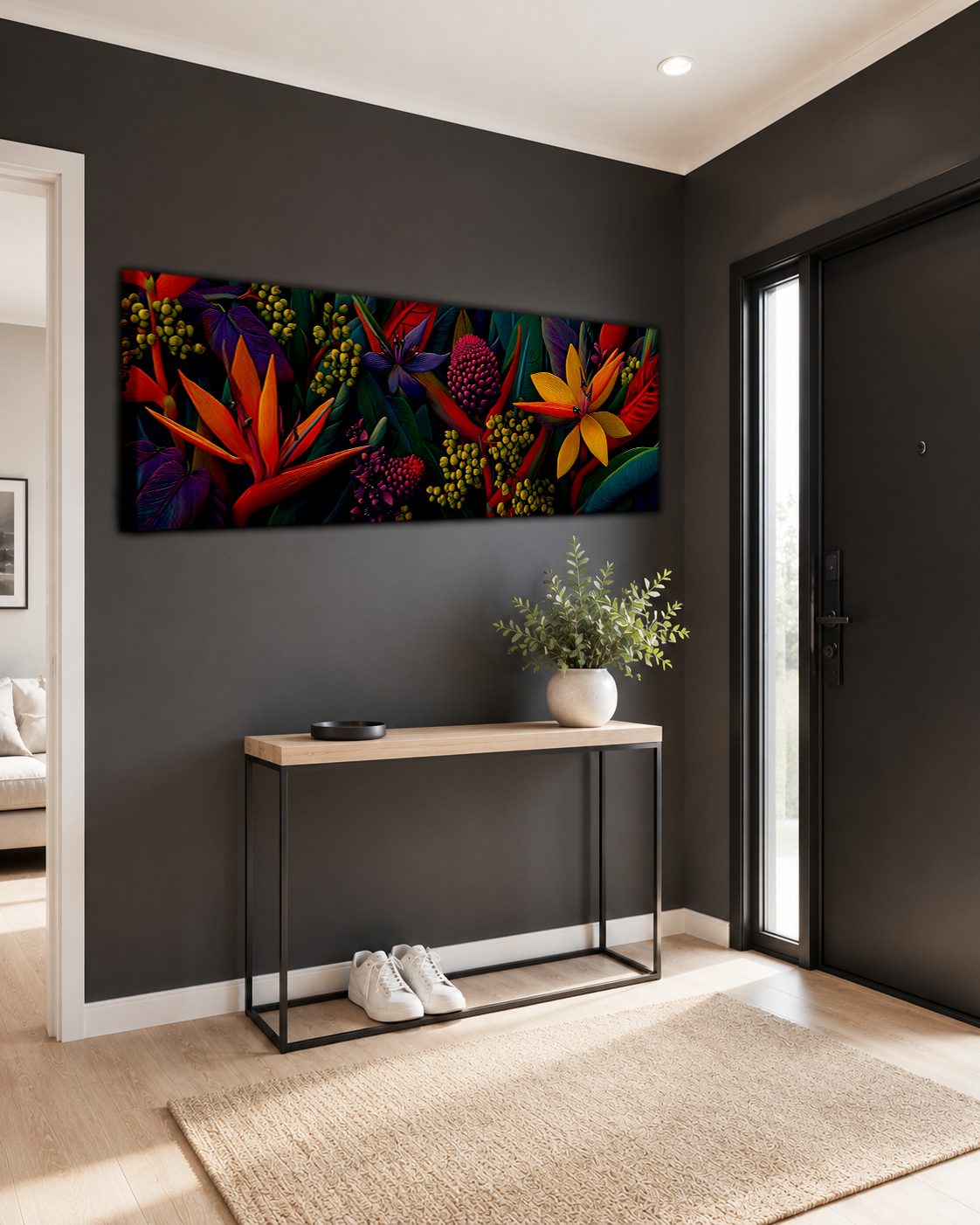 Bird of Paradise Tropical Flowers canvas wall art, unframed canvas
