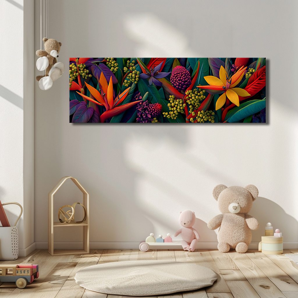Bird of Paradise Tropical Flowers canvas wall art, unframed canvas