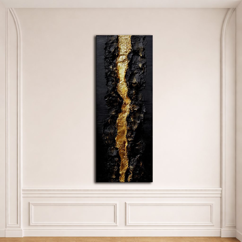 Black and Gold Textured Abstract canvas wall art, unframed canvas
