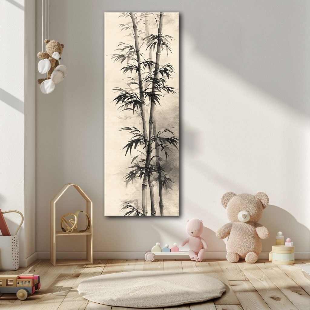 Black Bamboo Ink Painting canvas wall art, unframed canvas