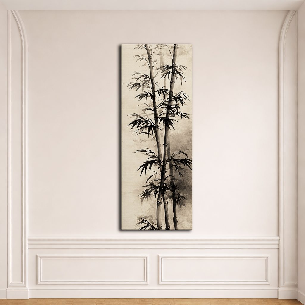 Black Bamboo Ink Painting canvas wall art, unframed canvas