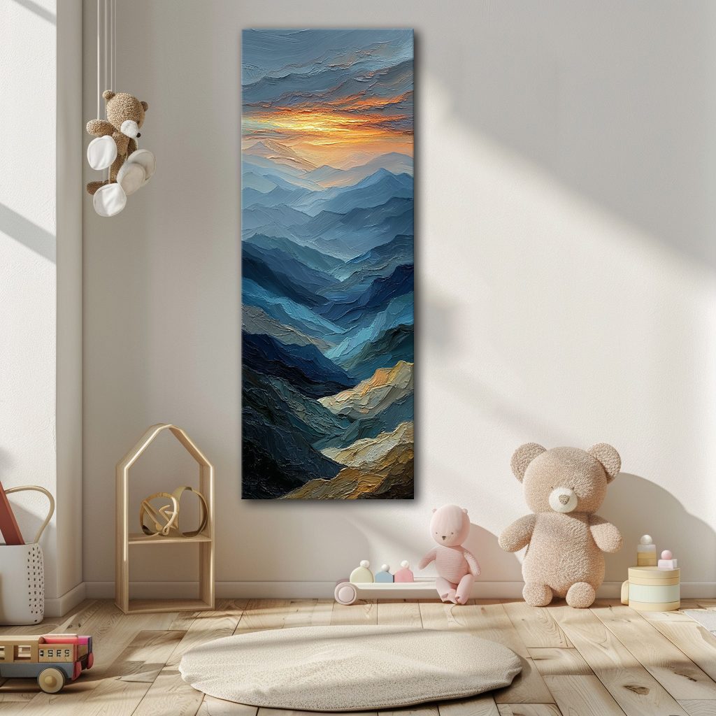 Blue Mountain Layers at Sunset canvas wall art, unframed canvas