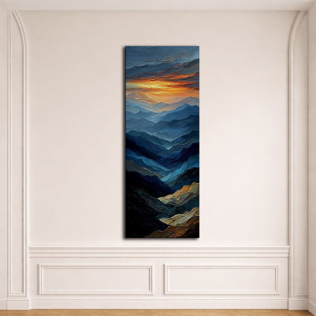 Blue Mountain Layers at Sunset canvas wall art, unframed canvas