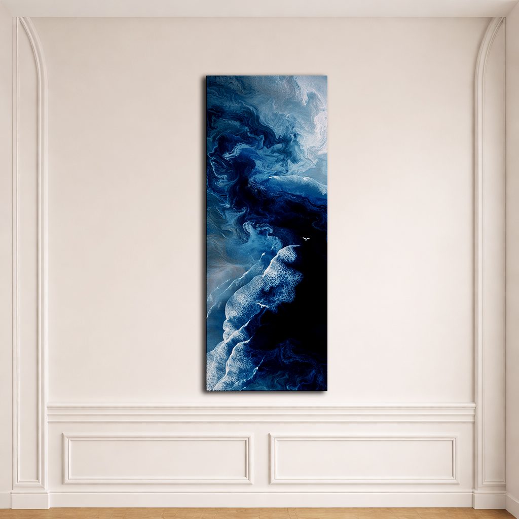 Blue Ocean Fluid Abstract canvas wall art, unframed canvas